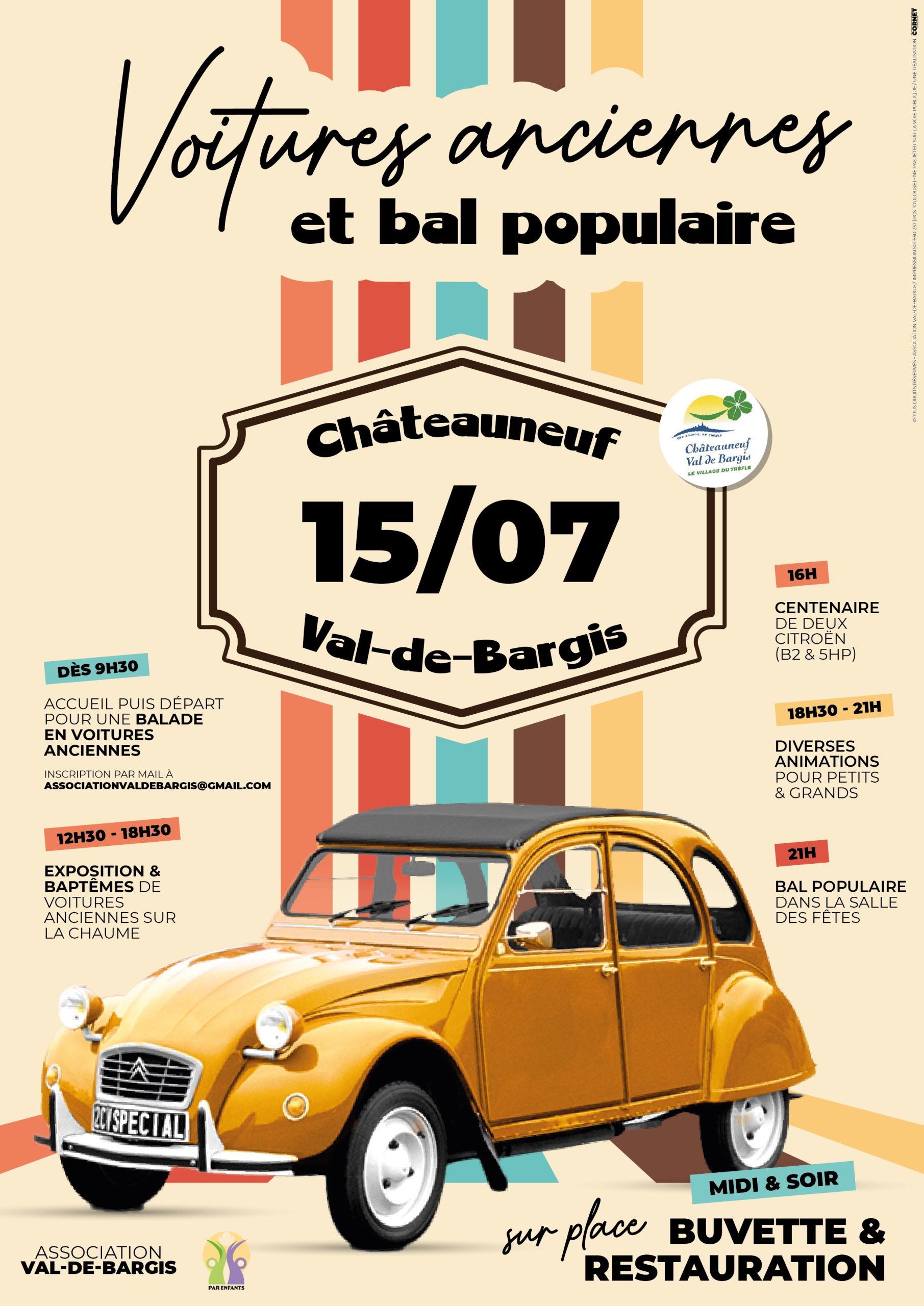 Journée voitures anciennes et bal populaire 15 juillet 2023 Châteauneuf